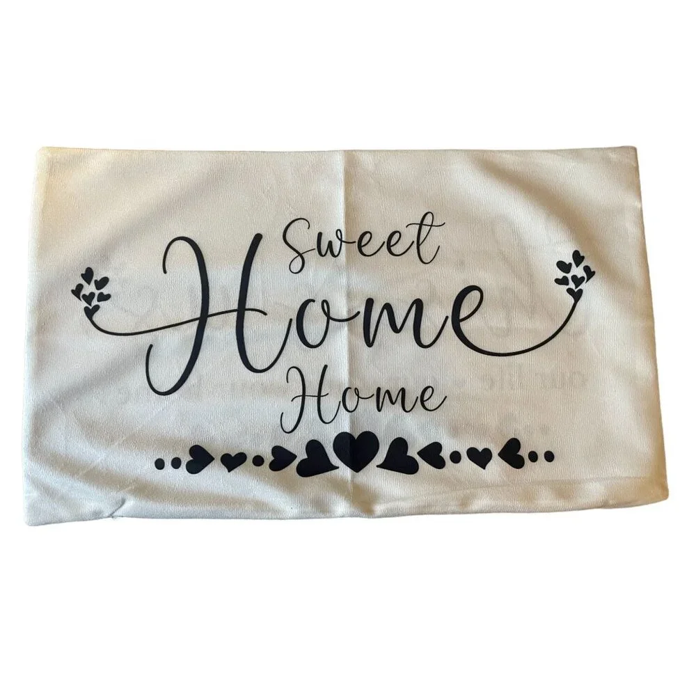 Home Sweet Quotes Farmhouse Pillow Cover Reversible 20x12‎ script cotton